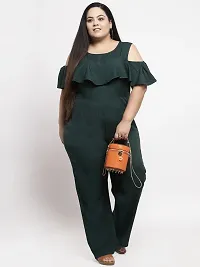 Reliable Green Crepe Solid Basic Jumpsuit For Women-thumb3