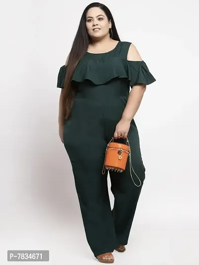 Reliable Green Crepe Solid Basic Jumpsuit For Women-thumb4