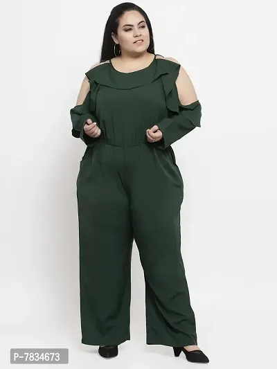 Reliable Green Crepe Solid Basic Jumpsuit For Women-thumb5