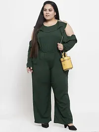 Reliable Green Crepe Solid Basic Jumpsuit For Women-thumb3