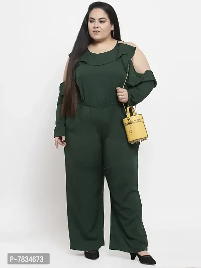 Reliable Green Crepe Solid Basic Jumpsuit For Women-thumb4