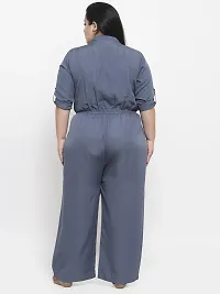 Reliable Grey Crepe Solid Basic Jumpsuit For Women-thumb1
