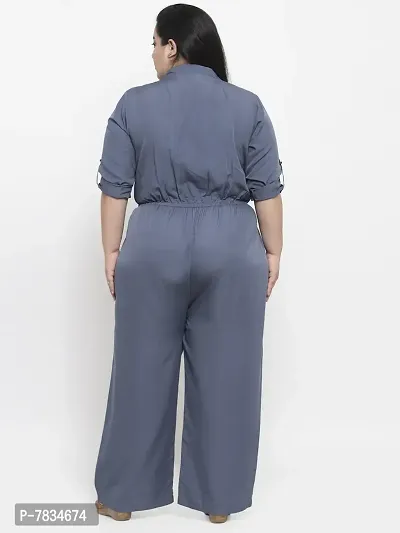 Reliable Grey Crepe Solid Basic Jumpsuit For Women-thumb2
