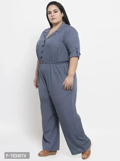 Reliable Grey Crepe Solid Basic Jumpsuit For Women-thumb0