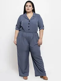 Reliable Grey Crepe Solid Basic Jumpsuit For Women-thumb4