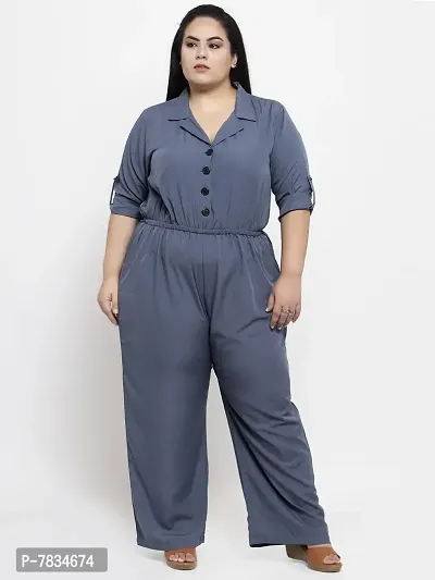 Reliable Grey Crepe Solid Basic Jumpsuit For Women-thumb5