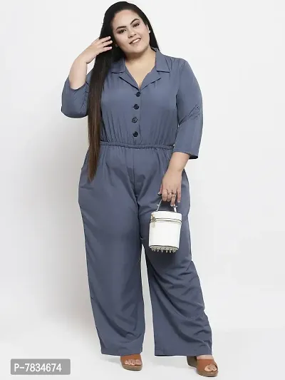 Reliable Grey Crepe Solid Basic Jumpsuit For Women-thumb4
