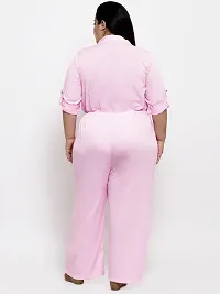 Reliable Pink Crepe Solid Basic Jumpsuit For Women-thumb1