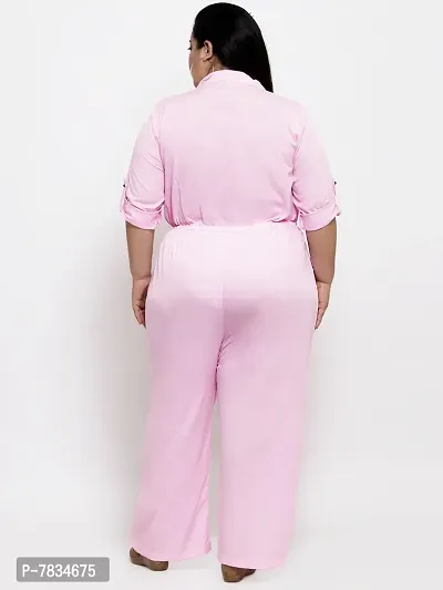 Reliable Pink Crepe Solid Basic Jumpsuit For Women-thumb2