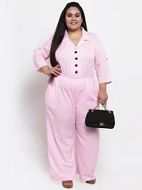 Reliable Pink Crepe Solid Basic Jumpsuit For Women-thumb3