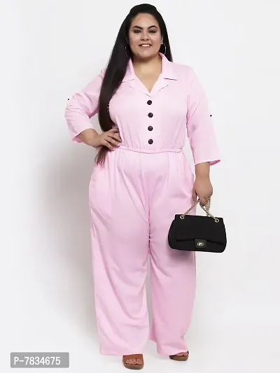 Reliable Pink Crepe Solid Basic Jumpsuit For Women-thumb4