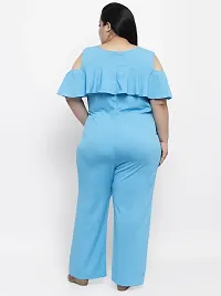 Reliable Blue Crepe Solid Basic Jumpsuit For Women-thumb1