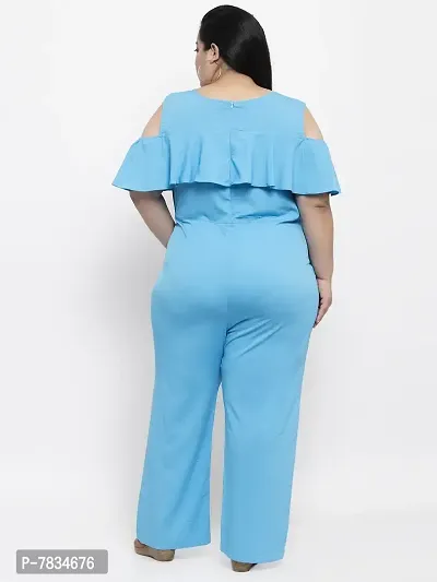 Reliable Blue Crepe Solid Basic Jumpsuit For Women-thumb2