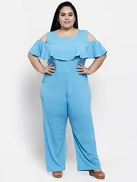 Reliable Blue Crepe Solid Basic Jumpsuit For Women-thumb4