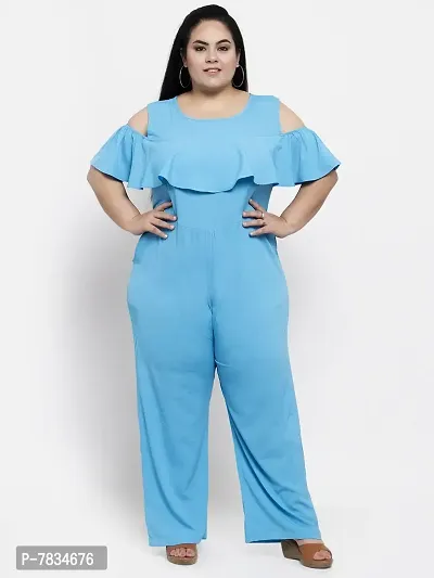Reliable Blue Crepe Solid Basic Jumpsuit For Women-thumb5