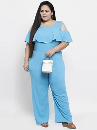 Reliable Blue Crepe Solid Basic Jumpsuit For Women-thumb3