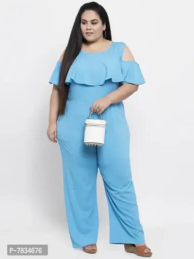 Reliable Blue Crepe Solid Basic Jumpsuit For Women-thumb4