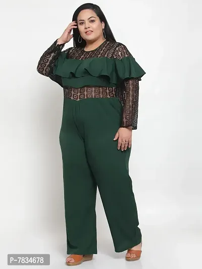 Reliable Green Crepe Solid Basic Jumpsuit For Women-thumb2