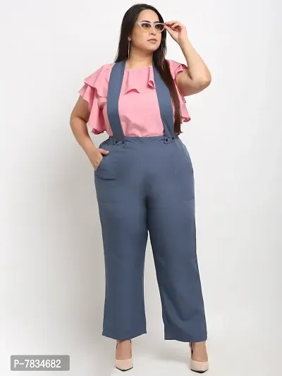 Reliable Pink Crepe Solid Basic Jumpsuit For Women-thumb3