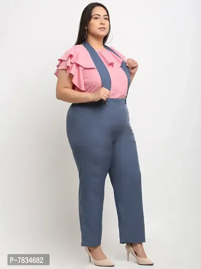 Reliable Pink Crepe Solid Basic Jumpsuit For Women
