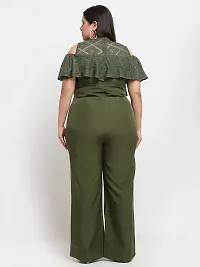 Reliable Olive Crepe Solid Basic Jumpsuit For Women-thumb2