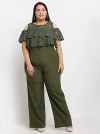 Reliable Olive Crepe Solid Basic Jumpsuit For Women-thumb4