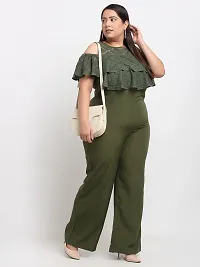 Reliable Olive Crepe Solid Basic Jumpsuit For Women-thumb1