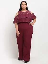 Reliable Maroon Crepe Solid Basic Jumpsuit For Women-thumb4