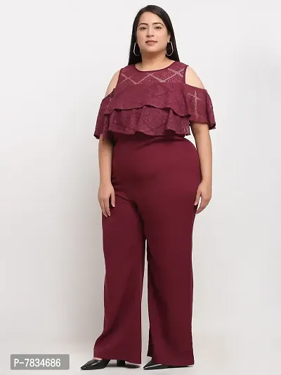 Reliable Maroon Crepe Solid Basic Jumpsuit For Women