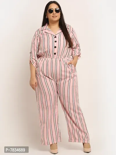 Reliable Pink Crepe Printed Basic Jumpsuit For Women-thumb0