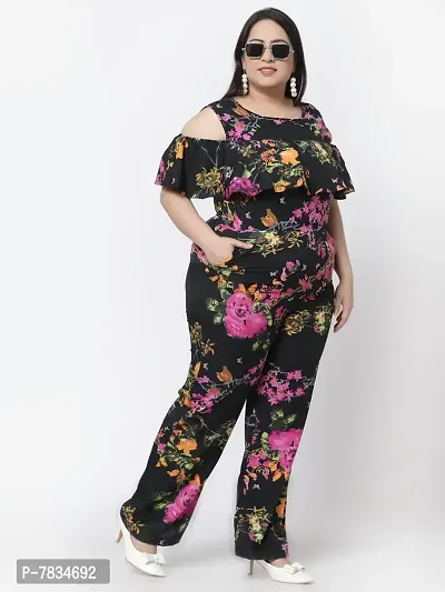 Reliable Black Crepe Printed Basic Jumpsuit For Women-thumb2