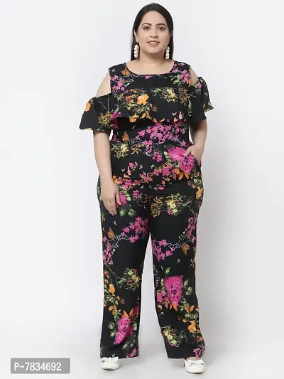 Reliable Black Crepe Printed Basic Jumpsuit For Women-thumb5