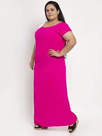 Stylish Pink Crepe Solid Maxi Length Dresses For Women-thumb1