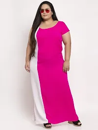 Stylish Pink Crepe Solid Maxi Length Dresses For Women-thumb4