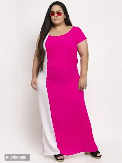 Stylish Pink Crepe Solid Maxi Length Dresses For Women-thumb5