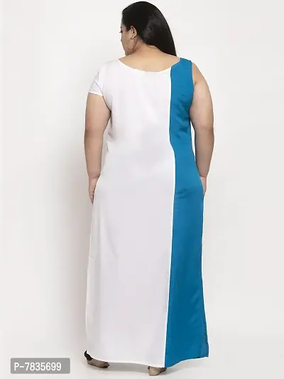 Stylish White Crepe Solid Maxi Length Dresses For Women-thumb3