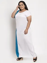 Stylish White Crepe Solid Maxi Length Dresses For Women-thumb1