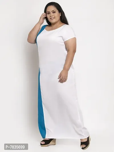 Stylish White Crepe Solid Maxi Length Dresses For Women-thumb2