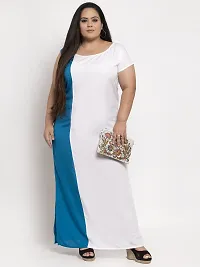 Stylish White Crepe Solid Maxi Length Dresses For Women-thumb4