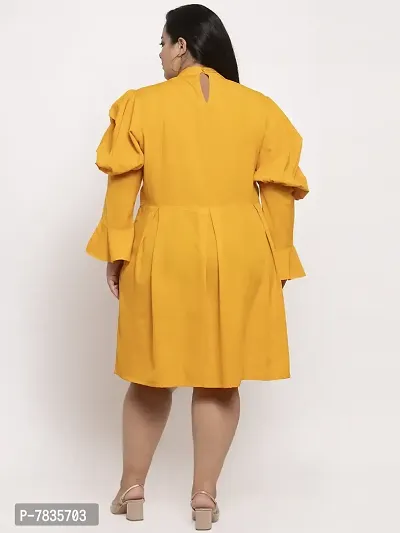 Stylish Yellow Crepe Solid Knee Length Dresses For Women-thumb3