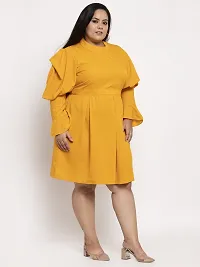 Stylish Yellow Crepe Solid Knee Length Dresses For Women-thumb1