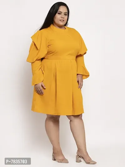 Stylish Yellow Crepe Solid Knee Length Dresses For Women-thumb2