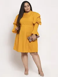 Stylish Yellow Crepe Solid Knee Length Dresses For Women-thumb4