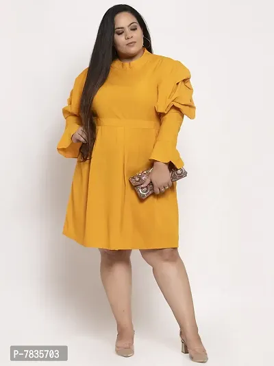 Stylish Yellow Crepe Solid Knee Length Dresses For Women-thumb5