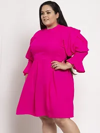 Stylish Pink Crepe Solid Knee Length Dresses For Women-thumb1