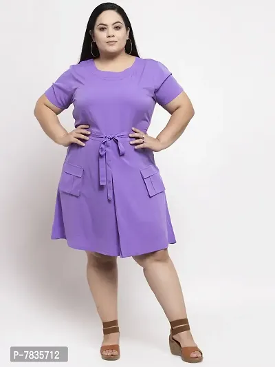 Stylish Purple Crepe Solid Knee Length Dresses For Women-thumb5