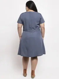 Stylish Grey Crepe Solid Knee Length Dresses For Women-thumb1