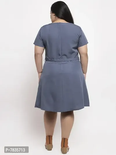 Stylish Grey Crepe Solid Knee Length Dresses For Women-thumb2