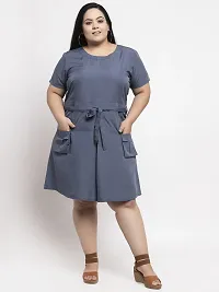 Stylish Grey Crepe Solid Knee Length Dresses For Women-thumb4