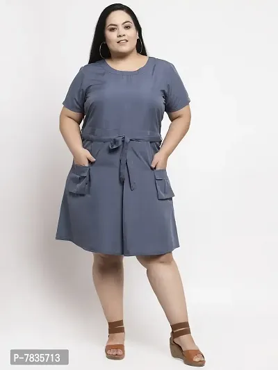Stylish Grey Crepe Solid Knee Length Dresses For Women-thumb5